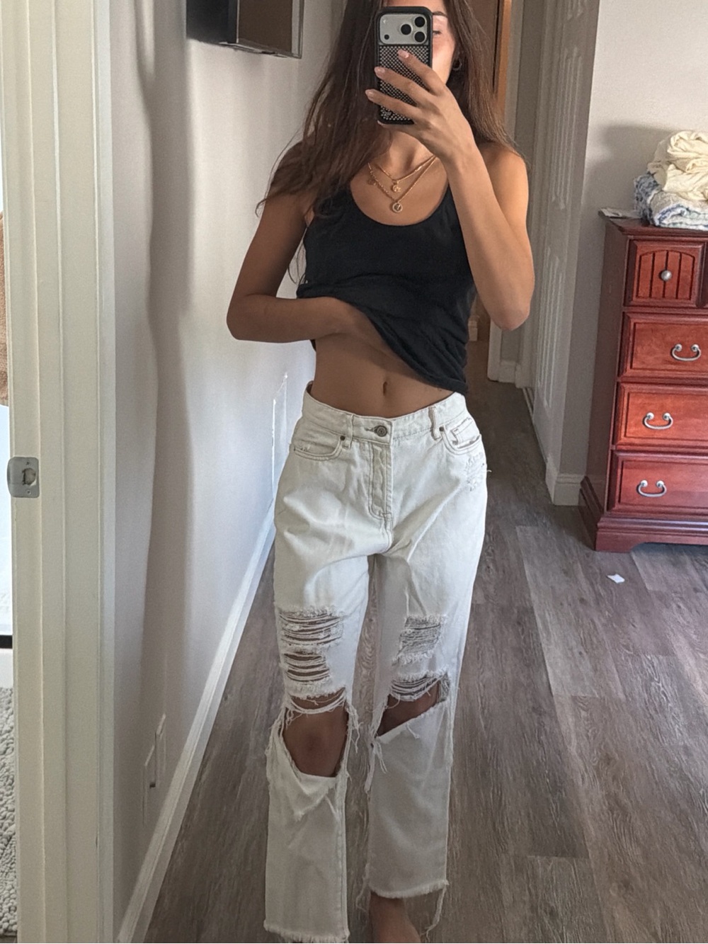 PacSun White Distressed Boyfriend Jeans
